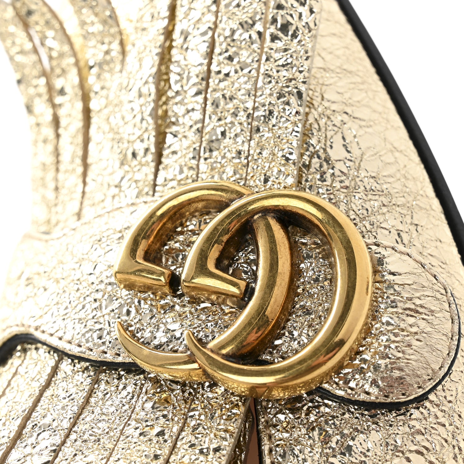 Gucci Galassia GG Marmont Fringe 50mm Loafer Pumps 39 Platino