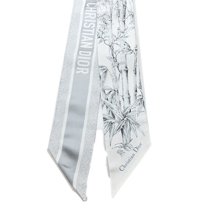 Christian Dior Silk Toile De Jouy Reverse Capri Mitzah Scarf Grey White 2 of 3