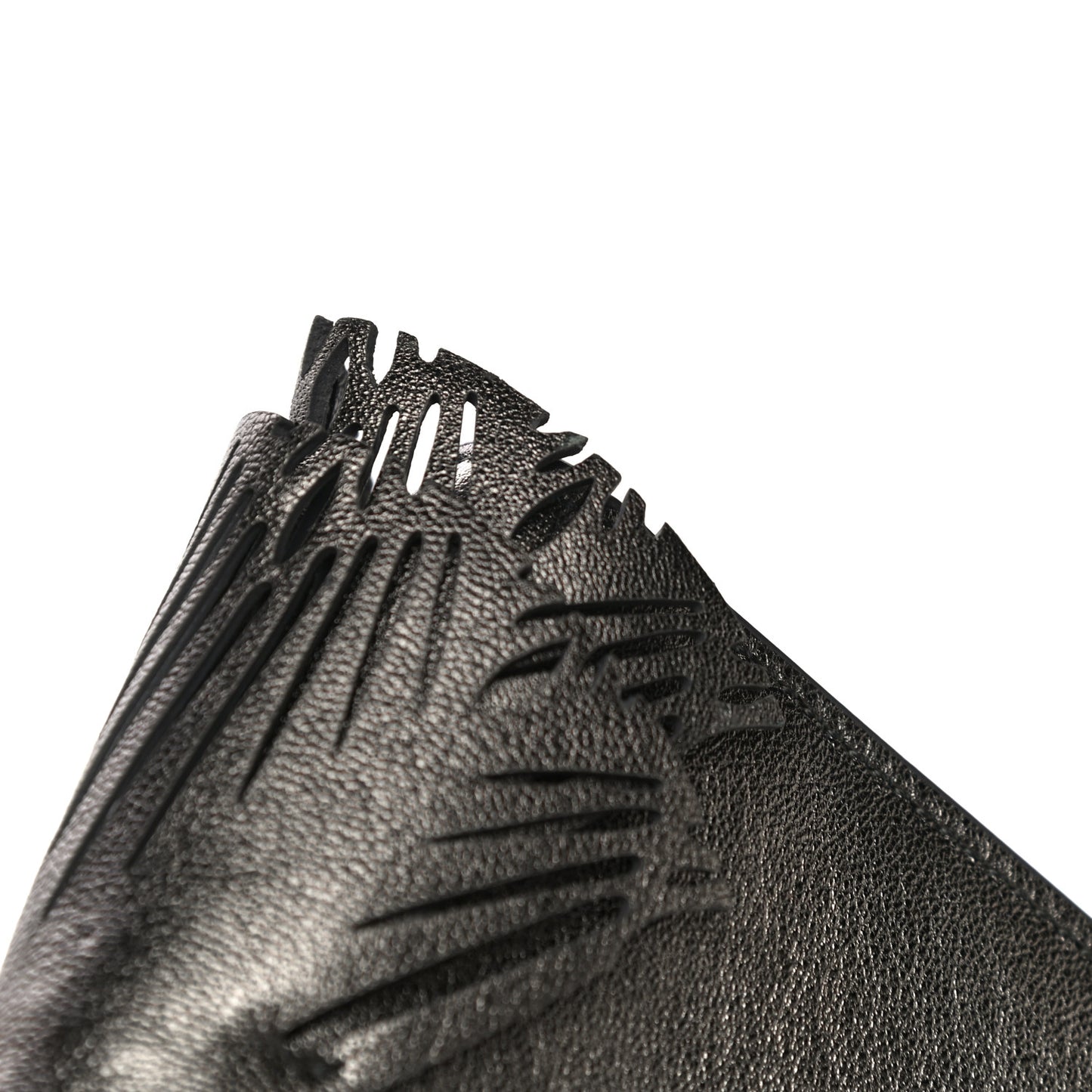 Calfskin Laser Cut Ruffled Isabella Clutch Gray