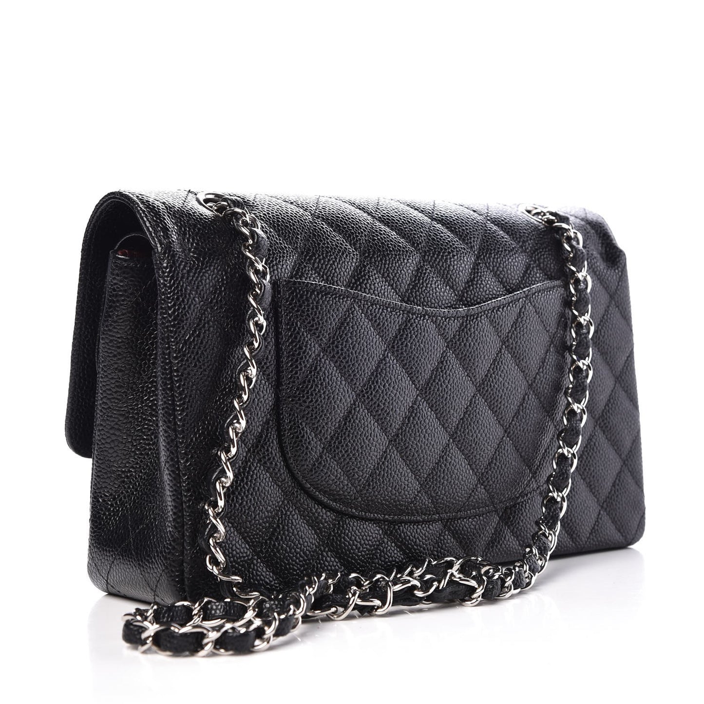 Caviar Quilted Medium Double Flap Black