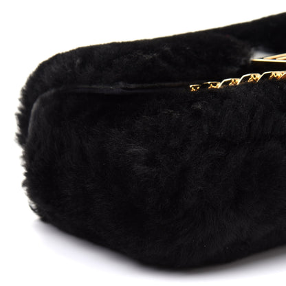 Fendi Shearling Shiny Nappa Micro Baguette Black 9 of 10