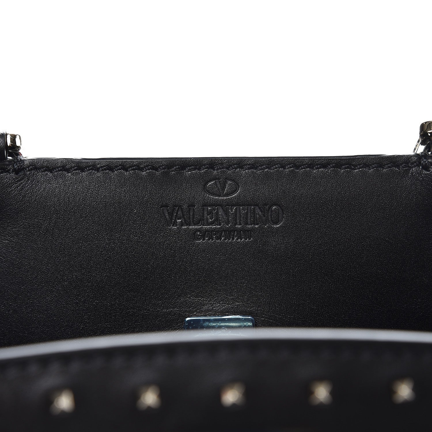 Valentino Garavani Calfskin Studded Small Joylock Satchel Black 6 of 8