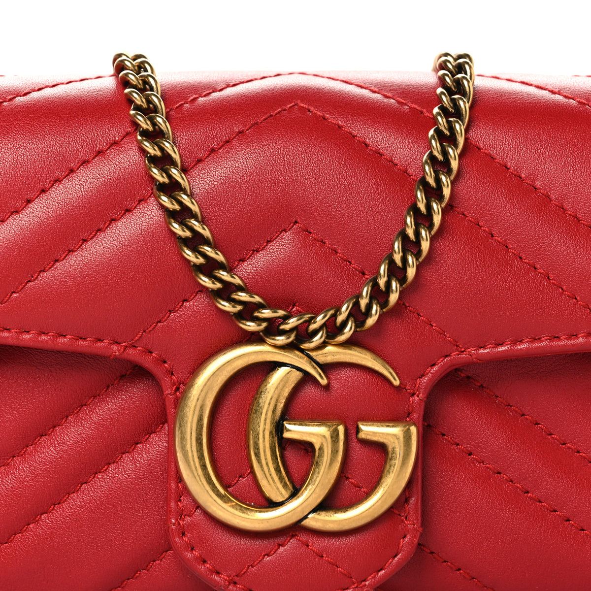 Gucci Calfskin Matelasse Super Mini GG Marmont Shoulder Bag Hibiscus Red 8 of 12