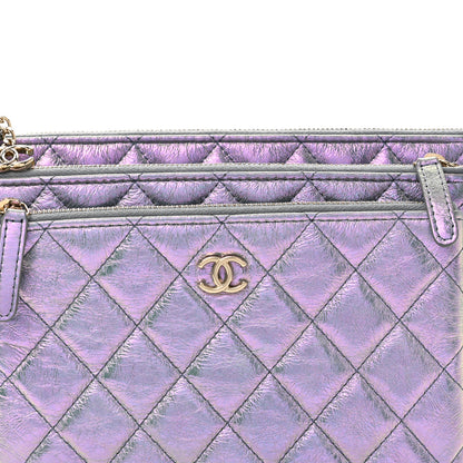 Chanel Iridescent Crumpled Calfskin Trio Cosmetic Case Purple 10 of 13