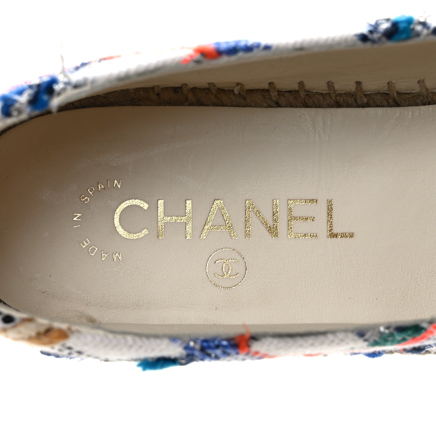 Chanel Tweed Grosgrain CC Espadrilles 40 White Blue Pink Green Black 7 of 10