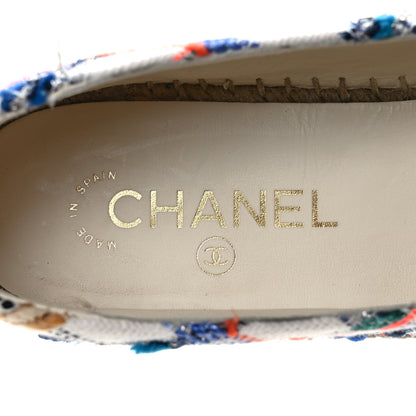 Chanel Tweed Grosgrain CC Espadrilles 40 White Blue Pink Green Black 7 of 10