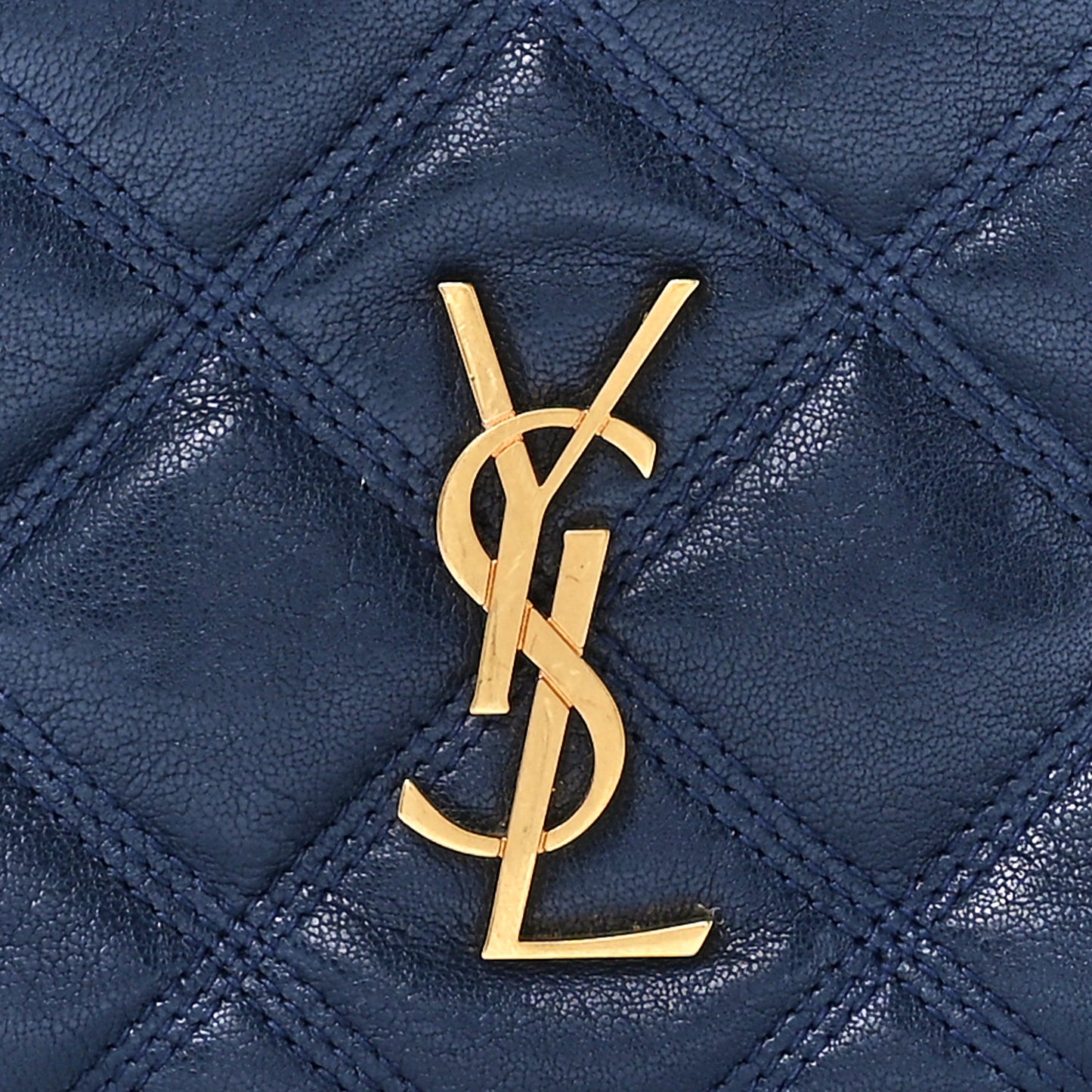 Grained Lambskin Quilted Mini Becky Double Zip Bag Blue Charron