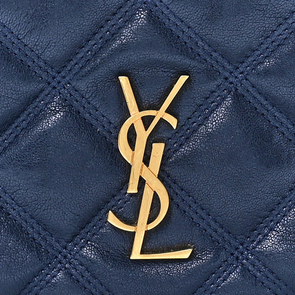 Saint Laurent Grained Lambskin Quilted Mini Becky Double Zip Bag Blue Charron 8 of 12