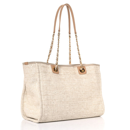 Chanel Canvas Small Deauville Tote Light Beige 3 of 14