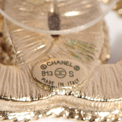 Chanel Enamel CC Earrings Gold and Coral 5 of 6
