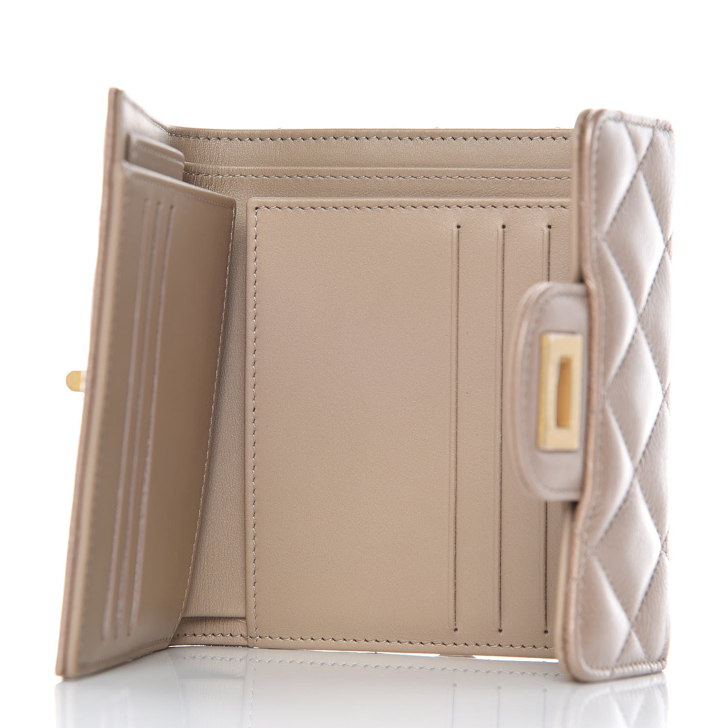 Chanel Metallic Calfskin Quilted Reissue Compact Wallet Gold 5 of 8