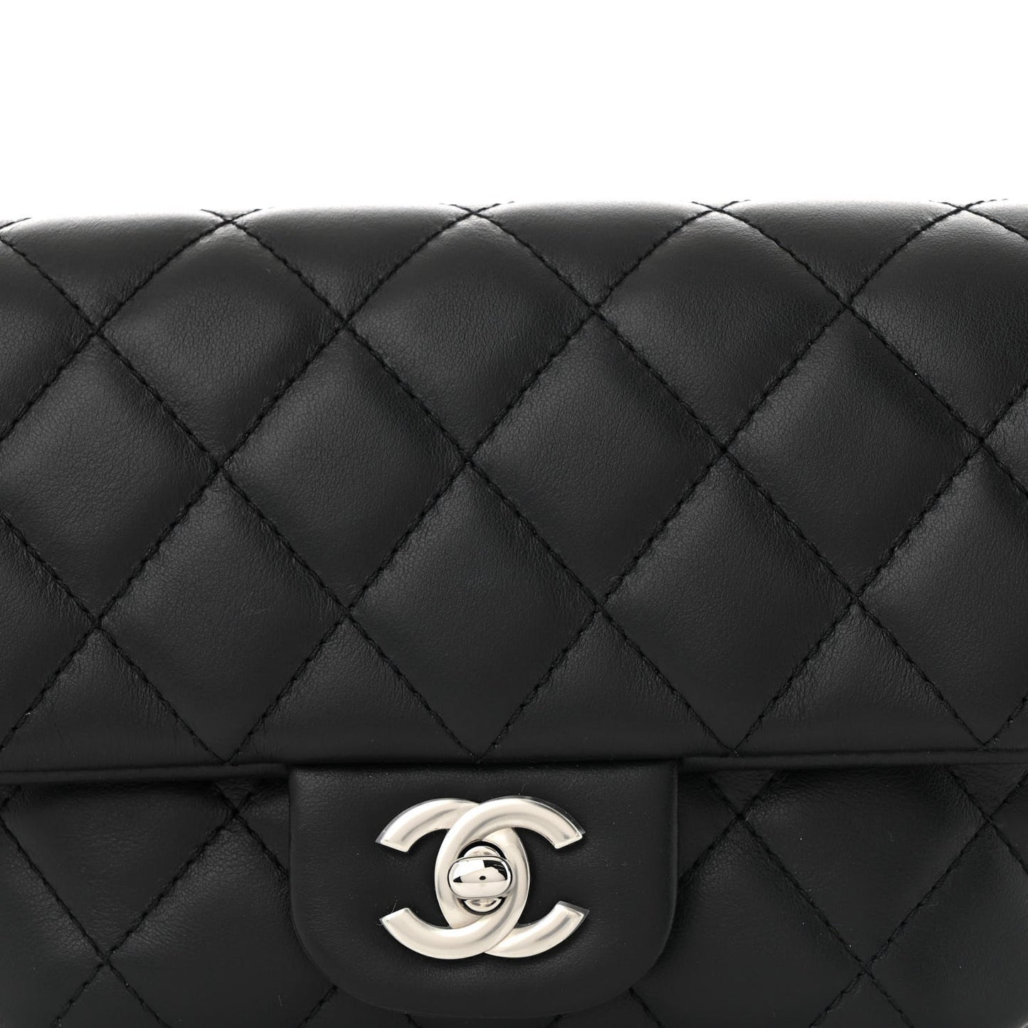 Calfskin Quilted CC Uniform Flap Belt Bag Black