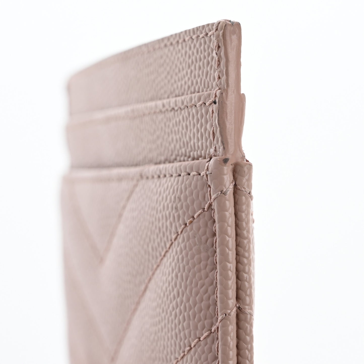 Grain De Poudre Matelasse Chevron Monogram Credit Card Case Pale Pink
