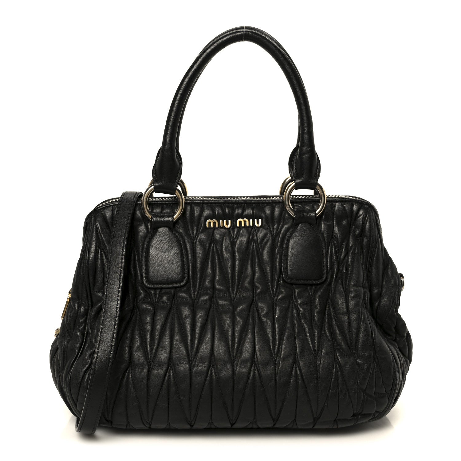 Miu Miu Nappa Matelasse Top Handle Black 1 of 11
