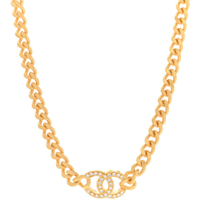 Chanel Crystal Chain Link CC Choker Necklace Gold 1 of 7
