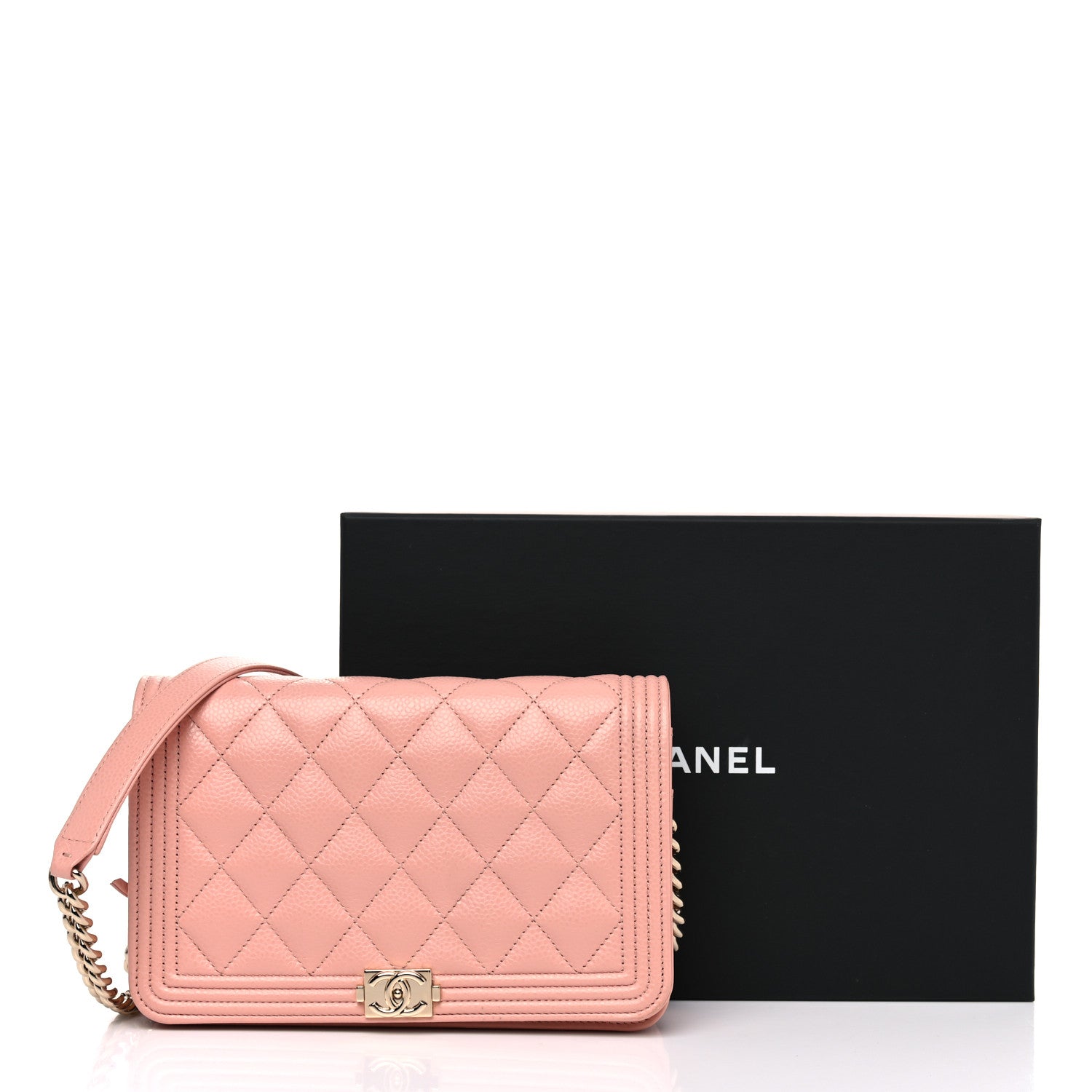 Chanel Caviar Quilted Boy Wallet On Chain WOC Light Pink 11 of 11
