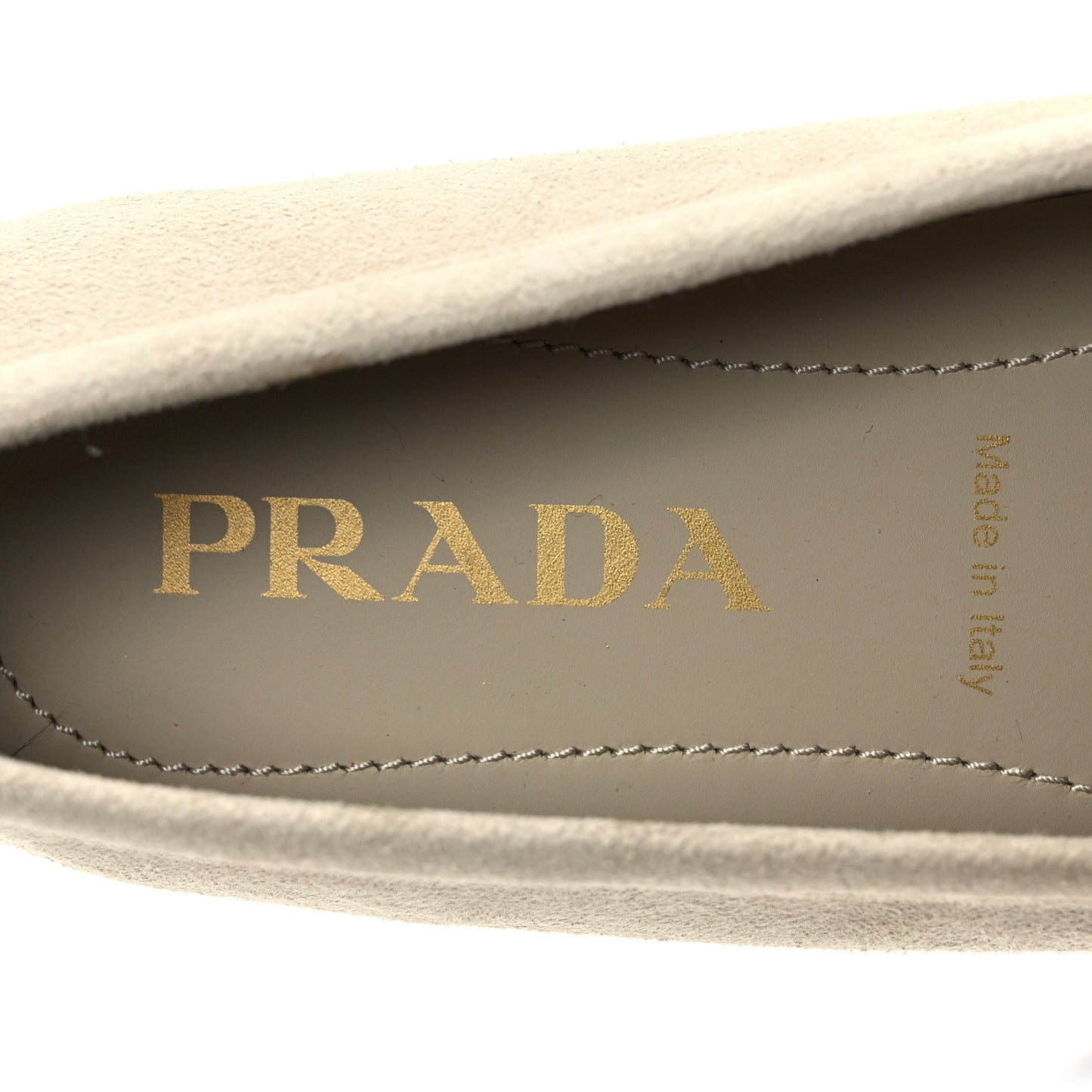 Camoscio Metal Triangle Logo Driving Loafers 39.5 Pomice