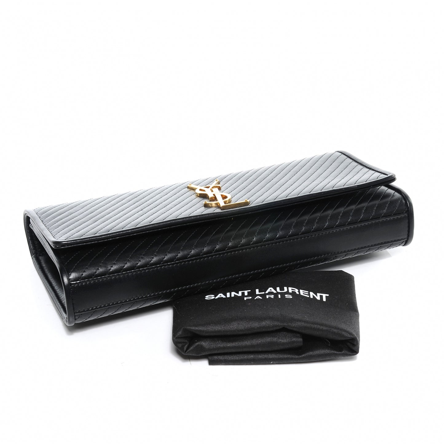 Quilted Leather Cassandre Clutch Black