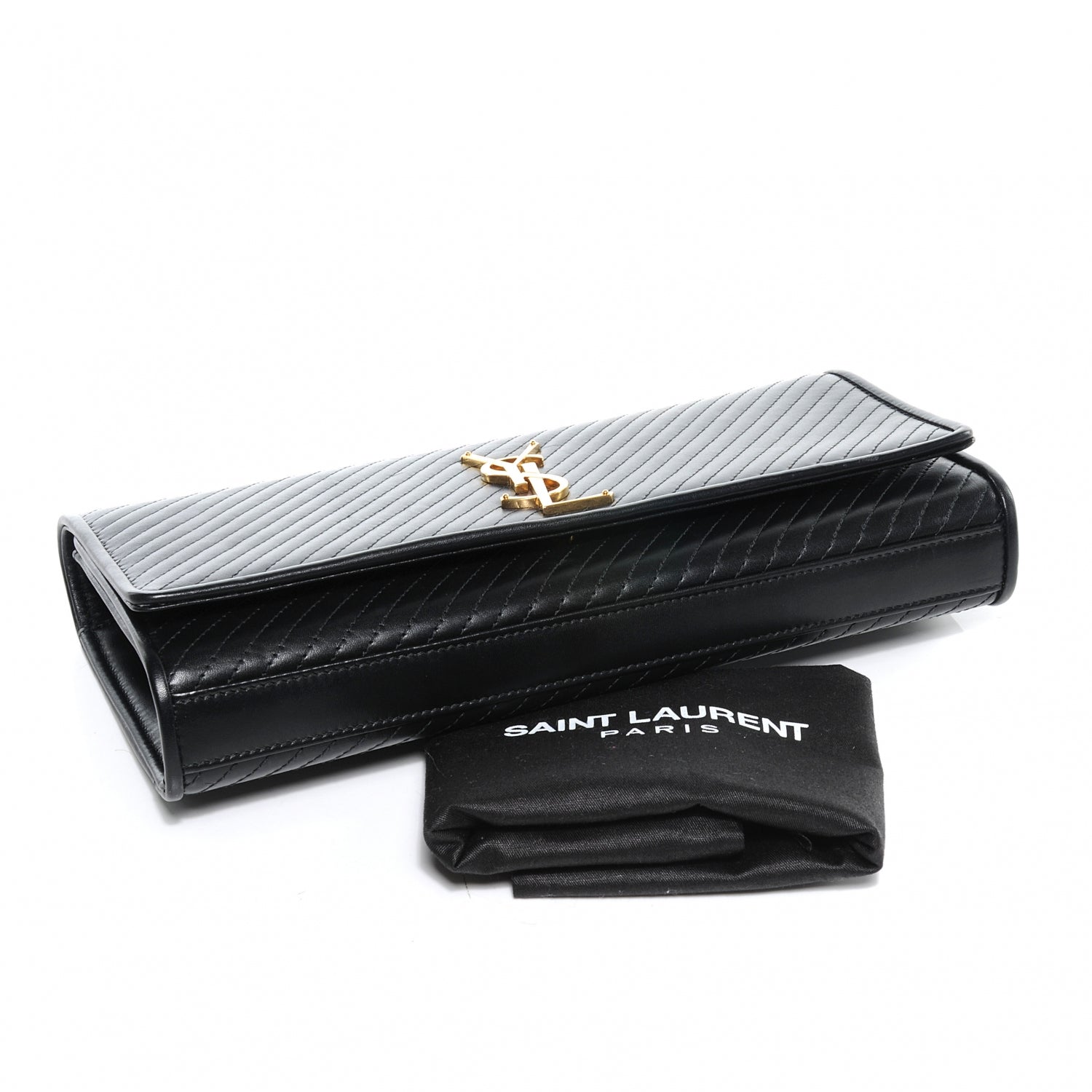 Saint Laurent Quilted Leather Cassandre Clutch Black 5 of 8