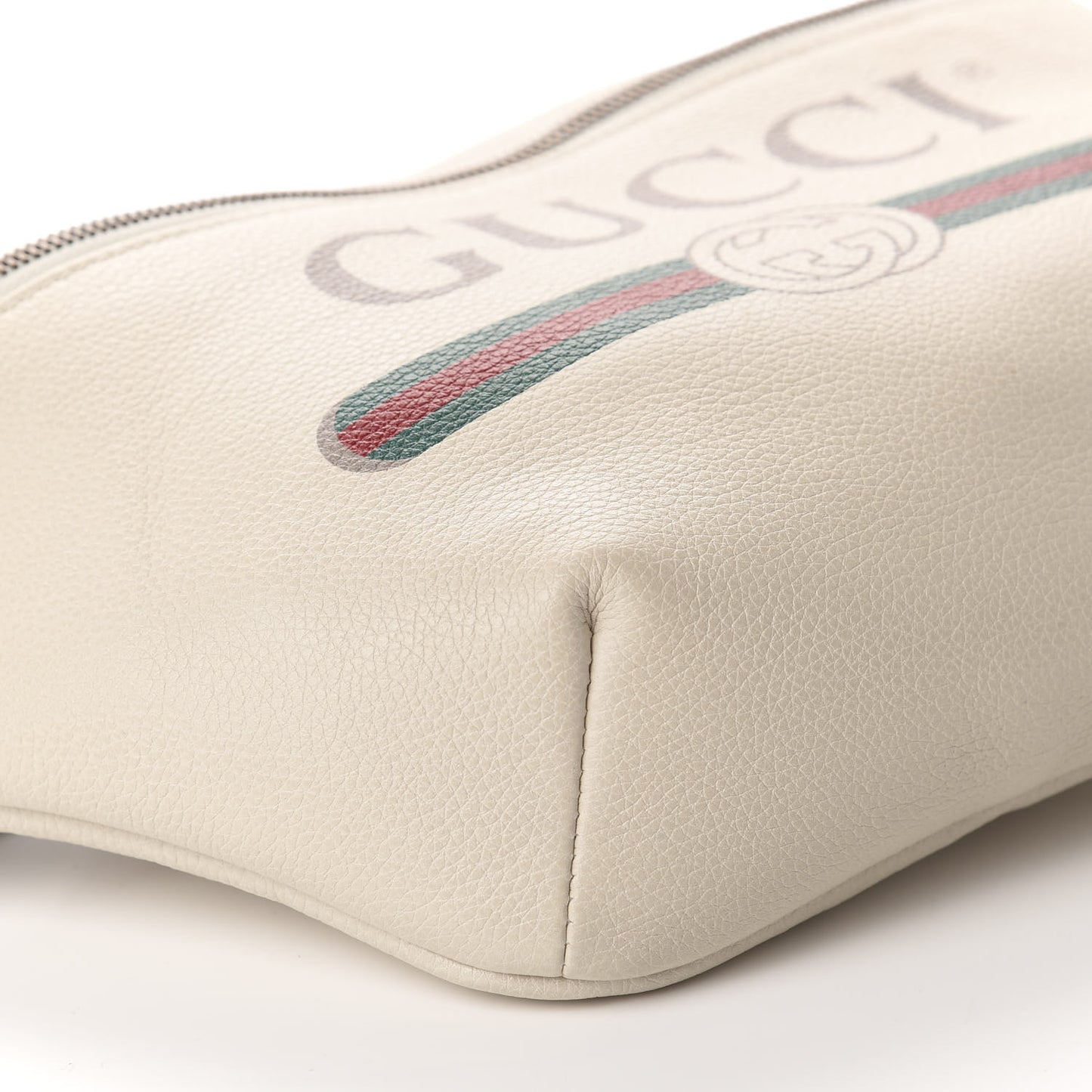 Grained Calfskin Logo Belt Bag White