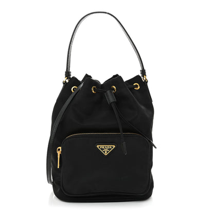 Prada Saffiano Tessuto Nylon Mini Bucket Crossbody Bag Black 1 of 12
