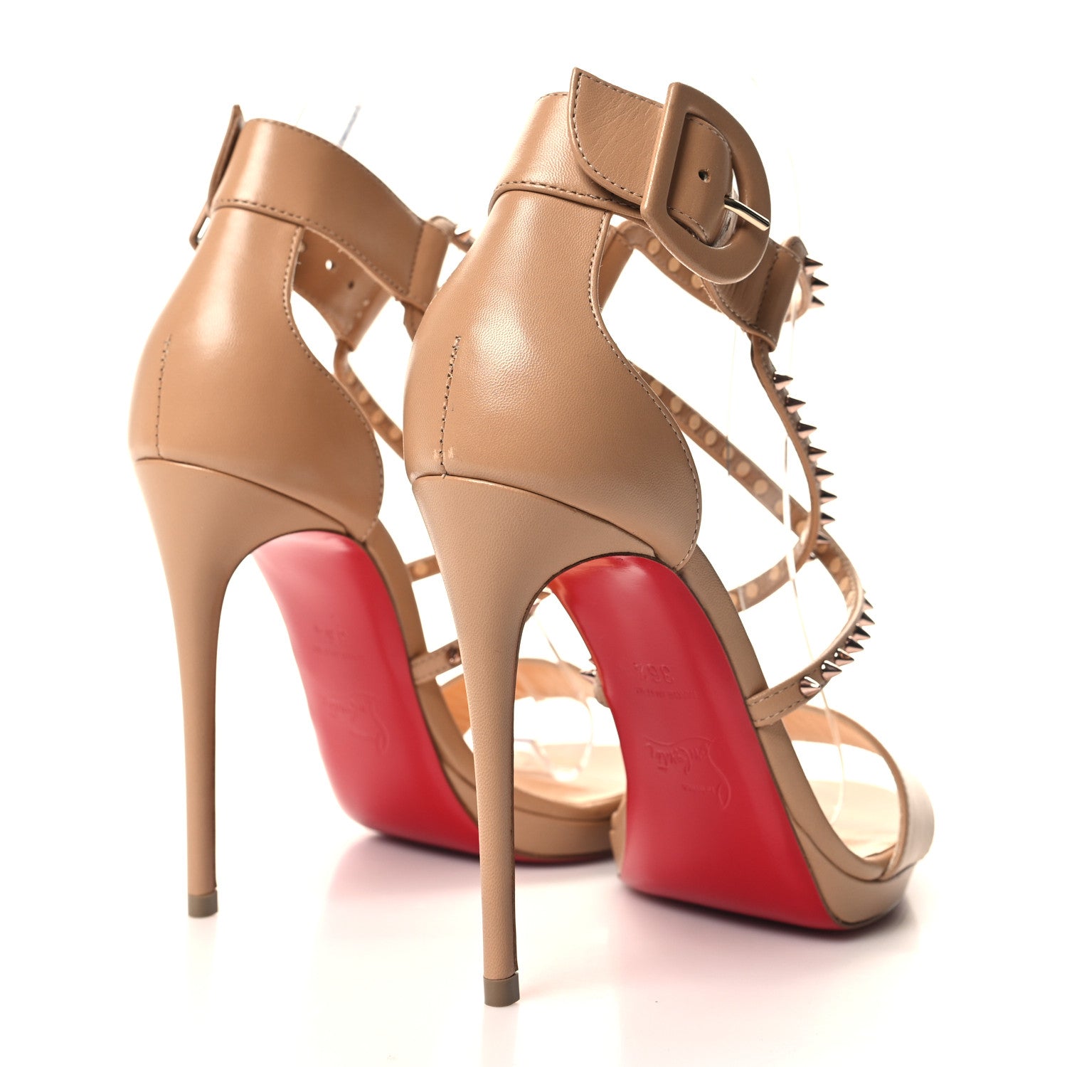 Christian Louboutin Kid Choca Lux 120 Sandals 36.5 Nude Pink Bronze 4 of 8