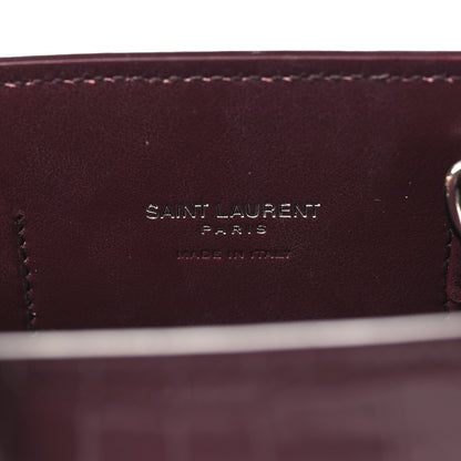 Saint Laurent Calfskin Crocodile Embossed Nano Sac De Jour Bordeaux 6 of 10