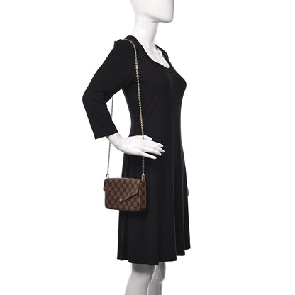 Louis Vuitton Damier Ebene Pochette Felicie Chain Wallet 2 of 10