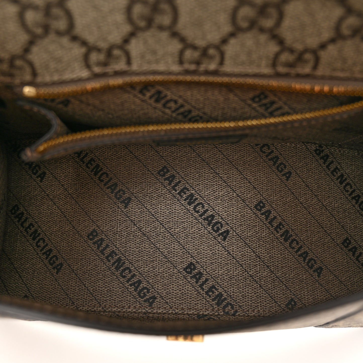 X GUCCI GG Supreme Monogram Small Hourglass Top Handle Bag Beige Ebony