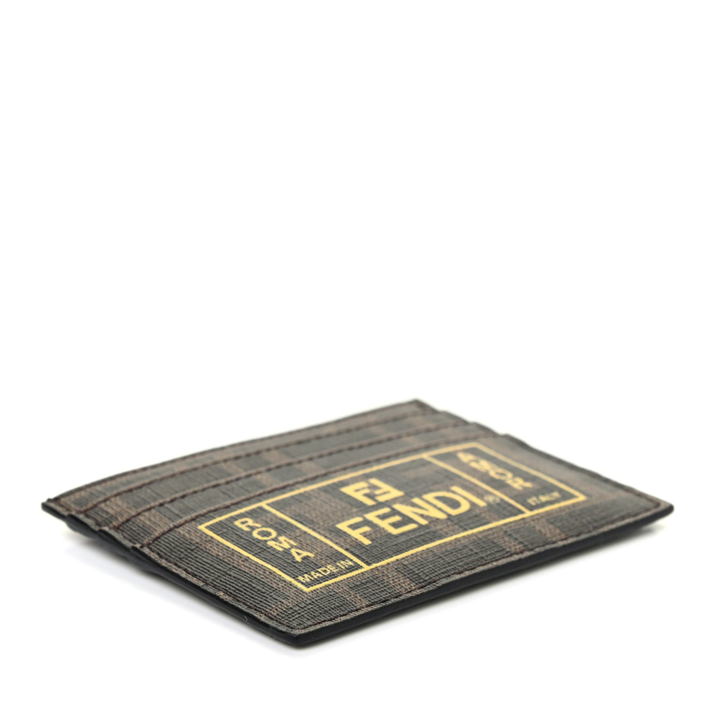 Glazed Fabric FF 1974 Roma Amor Card Holder Tobacco Limone