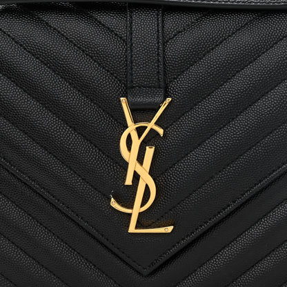 Saint Laurent Grain De Poudre Matelasse Chevron Medium Monogram Satchel Black 8 of 11