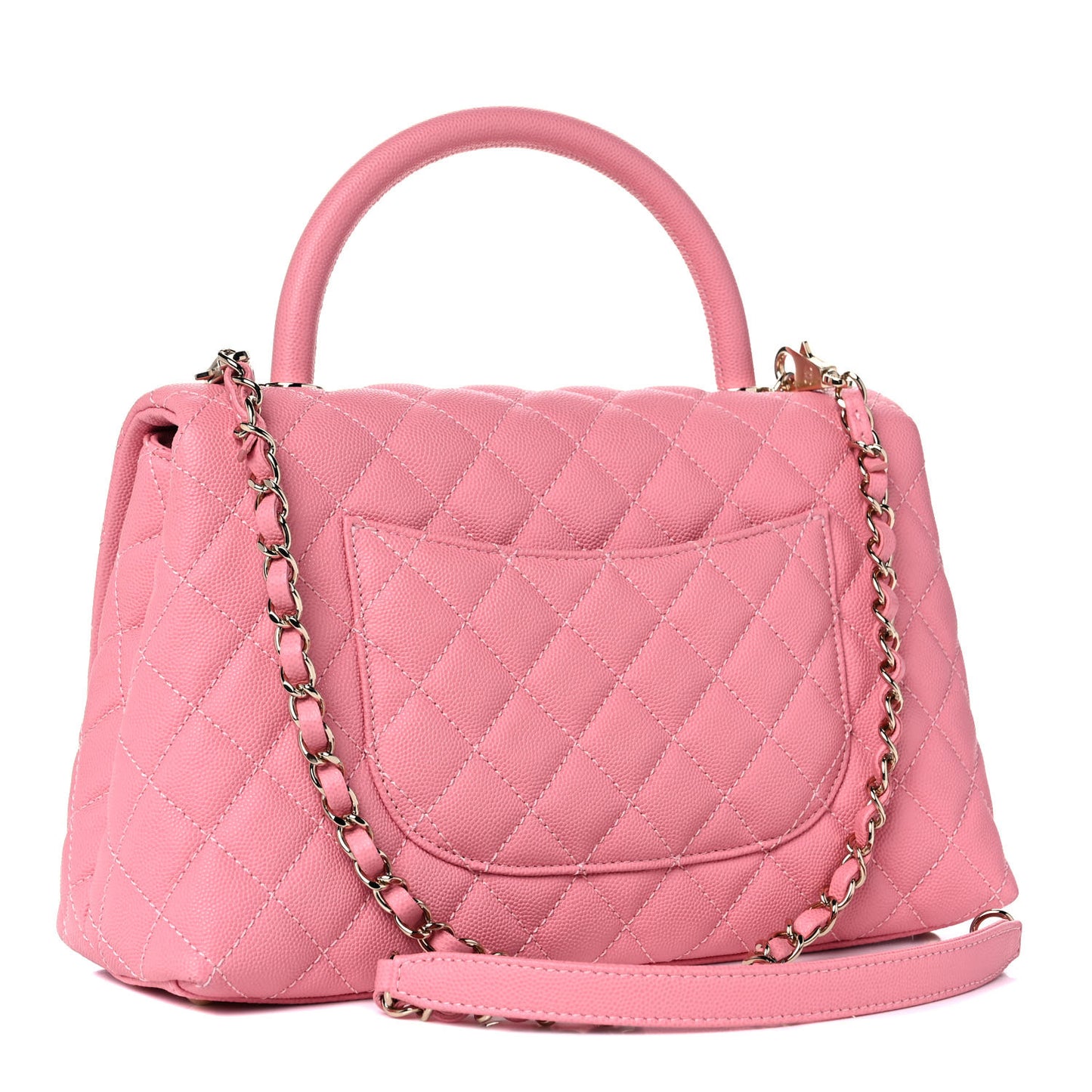 Caviar Quilted Small Coco Handle Flap Pink