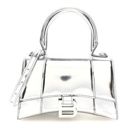 Balenciaga Metallic Calfskin Hourglass Top Handle Bag XS Silver 1 of 9