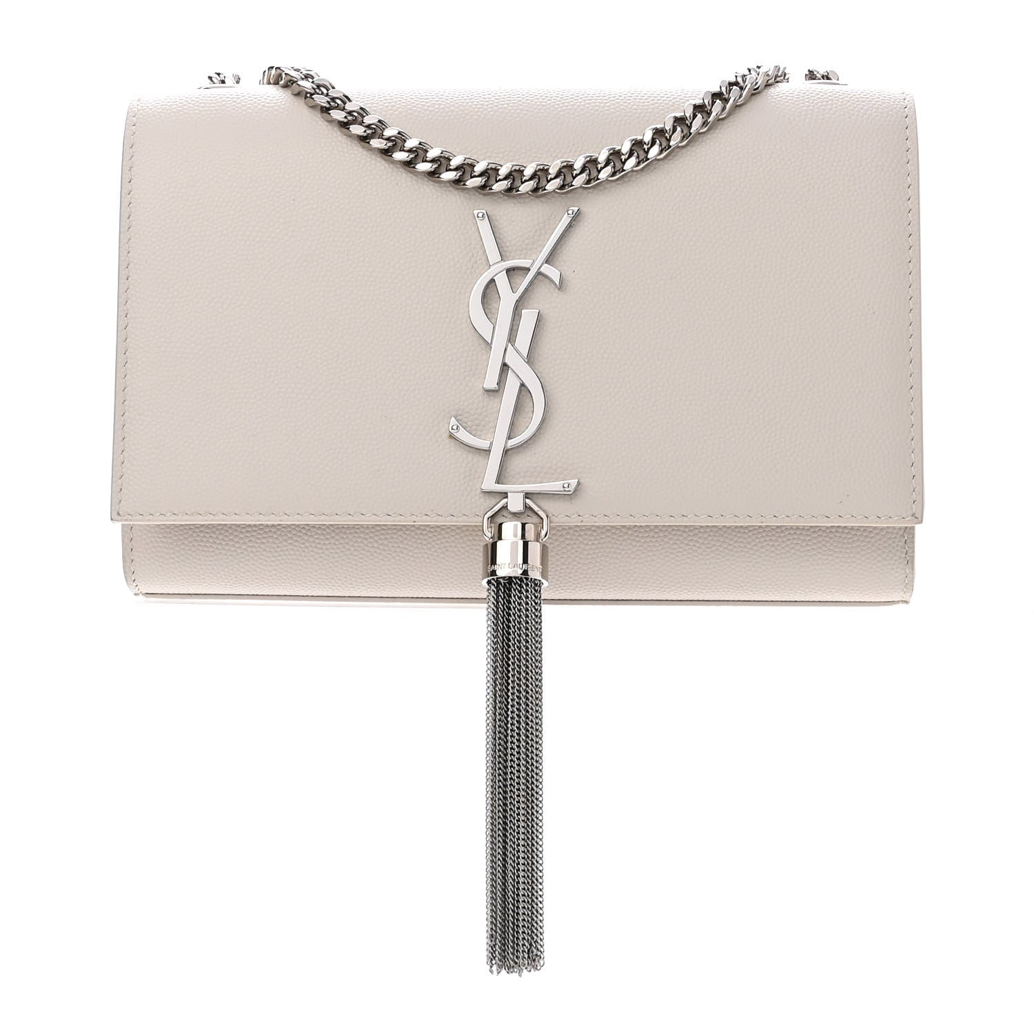Saint Laurent Grain De Poudre Small Classic Monogram Kate Tassel Satchel Crema Soft 1 of 9