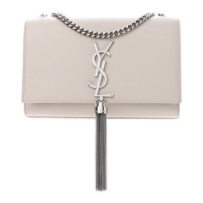 Saint Laurent Grain De Poudre Small Classic Monogram Kate Tassel Satchel Crema Soft 1 of 9