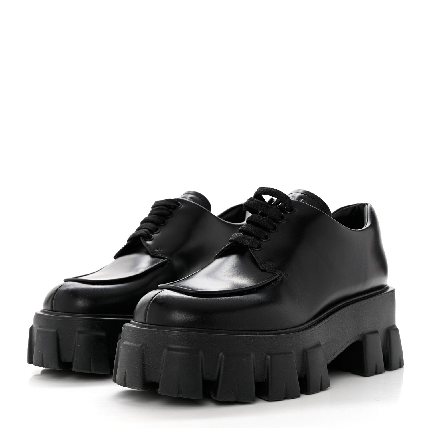 Prada Spazzolato Rois Monolith 55mm Derby Loafers 36 Black 3 of 10
