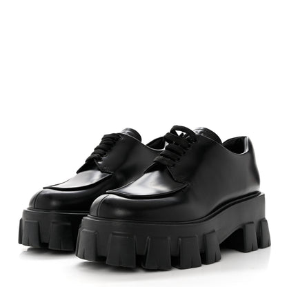 Prada Spazzolato Rois Monolith 55mm Derby Loafers 36 Black 3 of 10