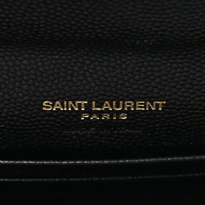 Saint Laurent Grain De Poudre Matelasse Chevron Small Monogram Envelope Wallet Black 6 of 8