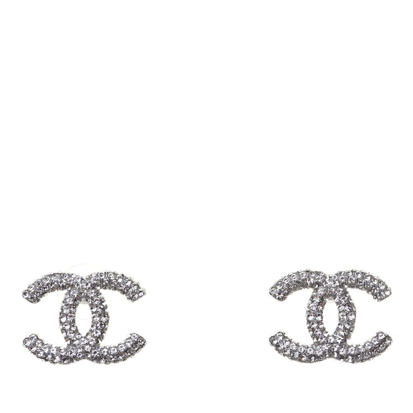 Crystal CC Treasure Chest Earrings Silver