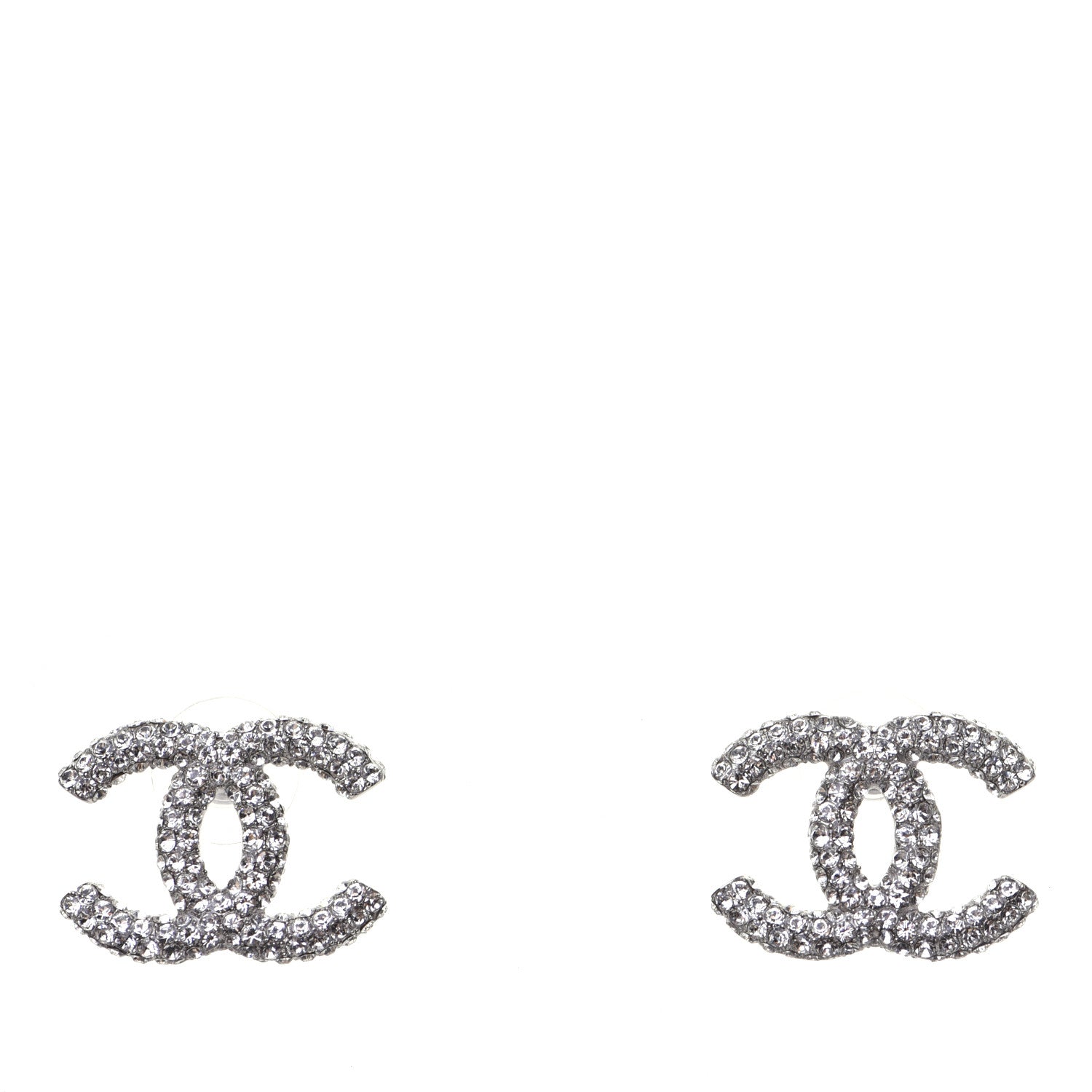 Chanel Crystal CC Treasure Chest Earrings Silver 1 of 8
