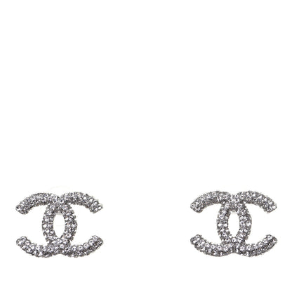 Chanel Crystal CC Treasure Chest Earrings Silver 1 of 8