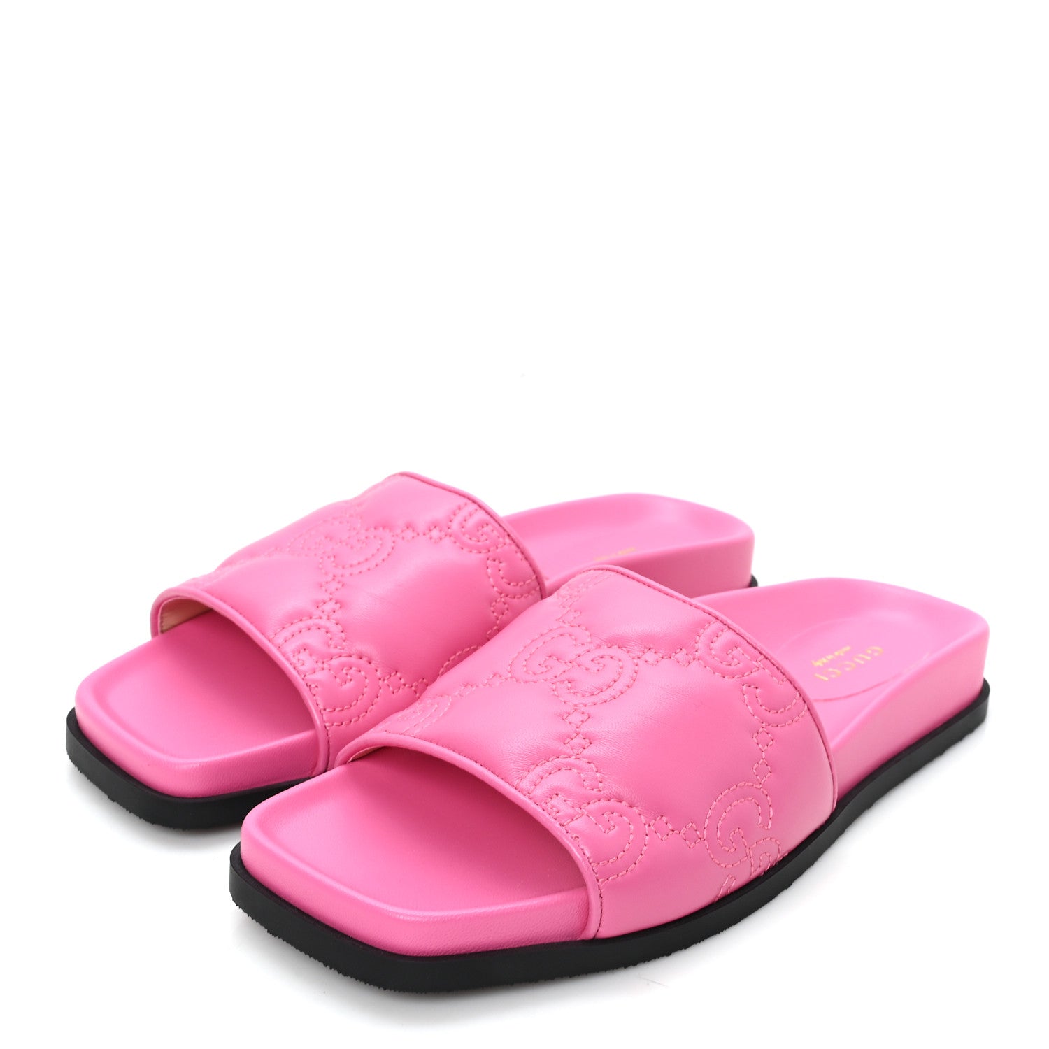 Gucci Nappa GG Matelasse Flat Slide Sandals 37 Bon Bon 4 of 9