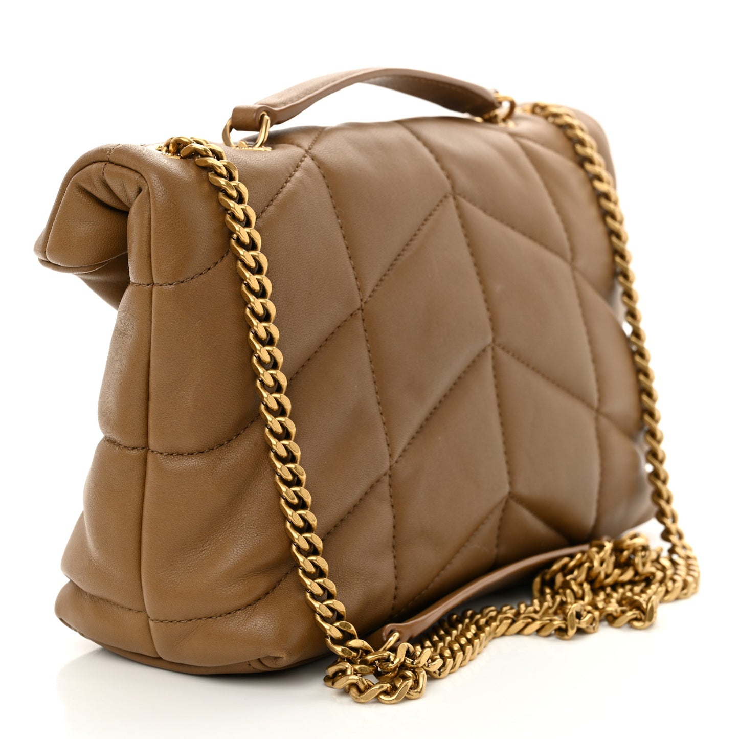 Lambskin Quilted Toy Loulou Puffer Monogram Chain Satchel Dark Cork