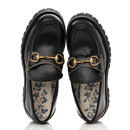 Gucci Cordovan Lux Womens Harald Horsebit 25mm Platform Loafers 36 38 Black 3 of 13
