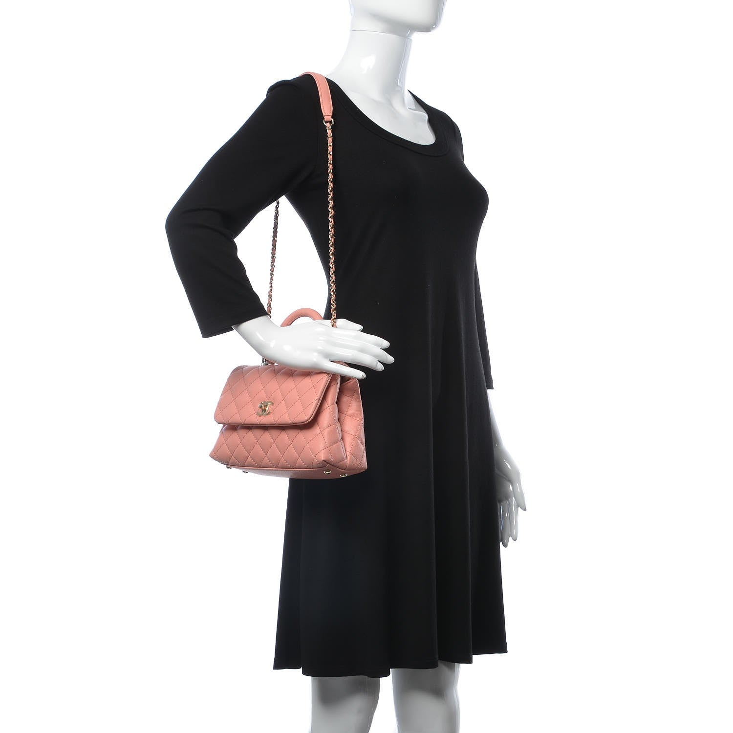 Chanel Caviar Quilted Mini Coco Handle Flap Pink 2 of 8