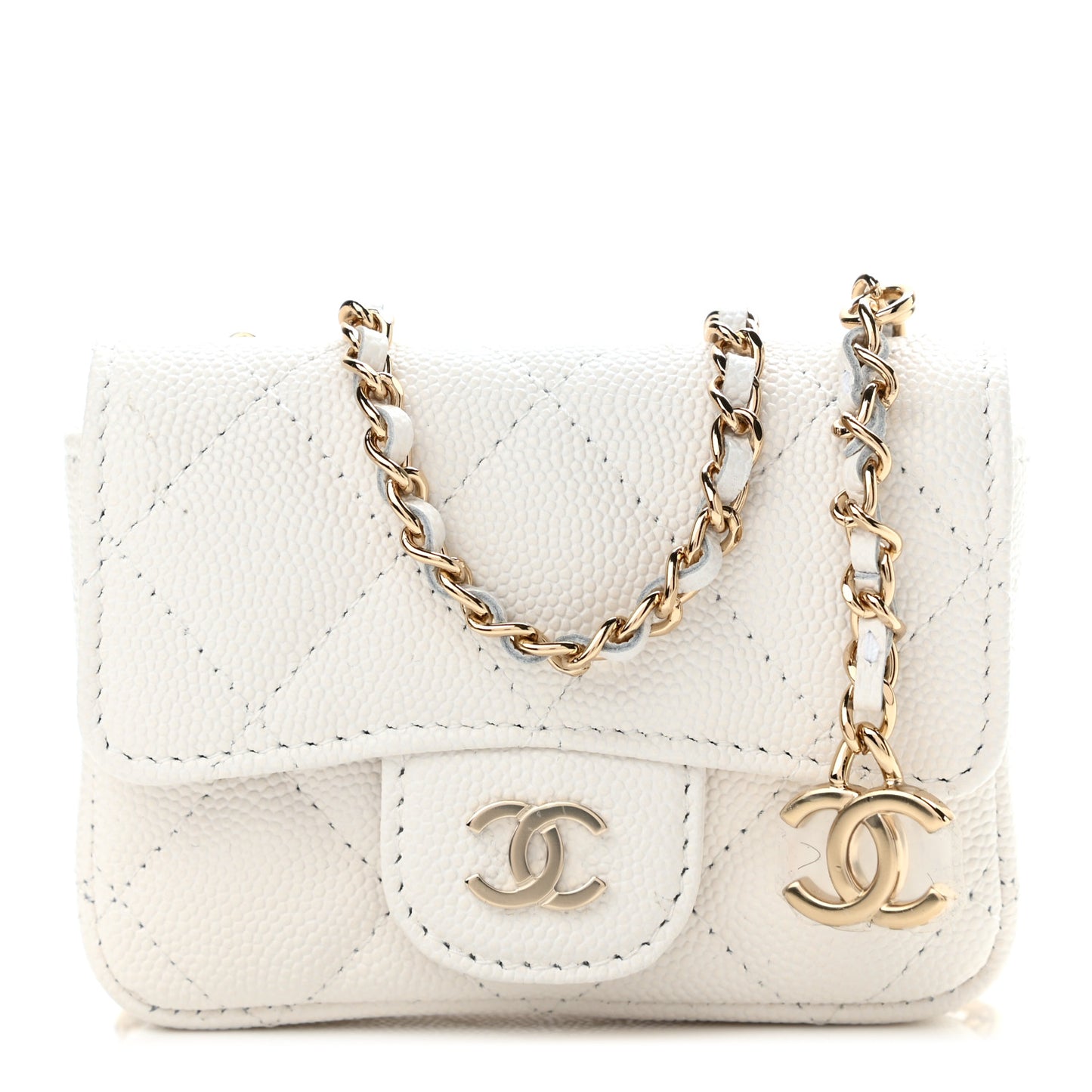 Caviar Quilted Belt Bag White