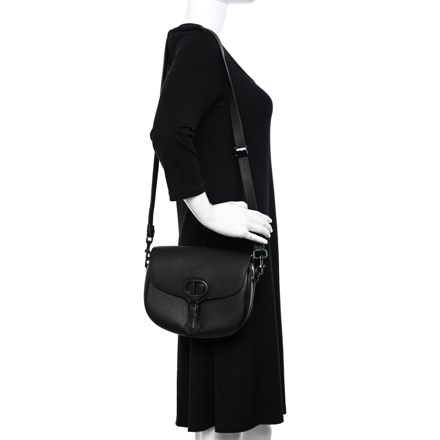 Christian Dior Grained Calfskin Medium Bobby Flap Black 2 of 12