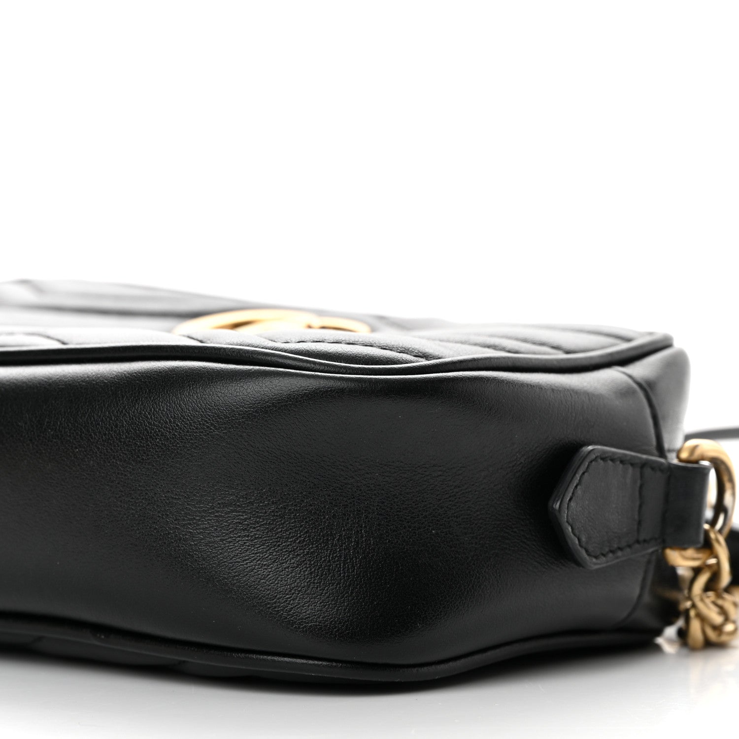 Gucci Calfskin Matelasse Mini GG Marmont Chain Shoulder Bag Black 10 of 15