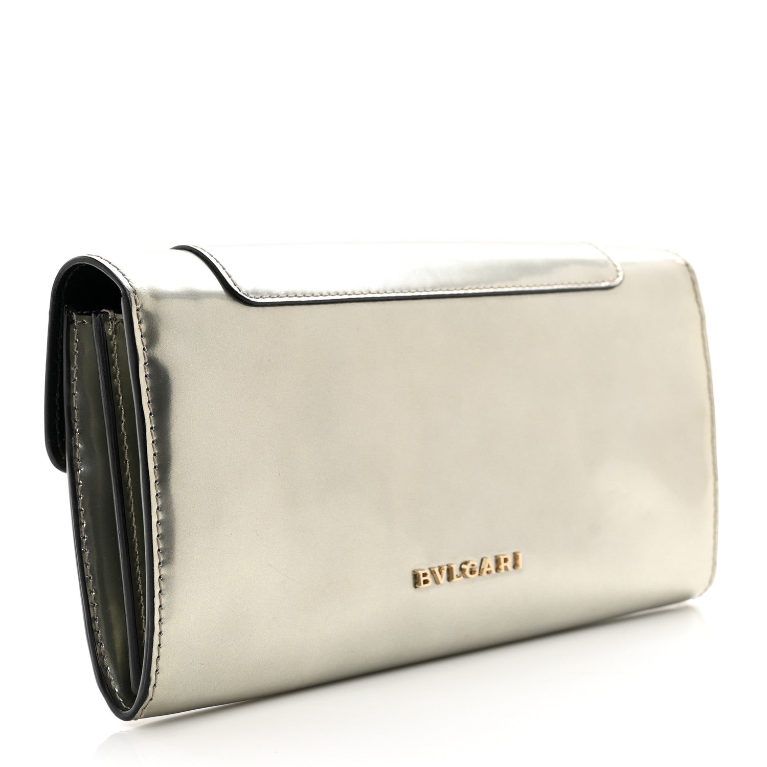 Bulgari Metallic Calfskin Serpenti Forever Wallet Silver 3 of 10
