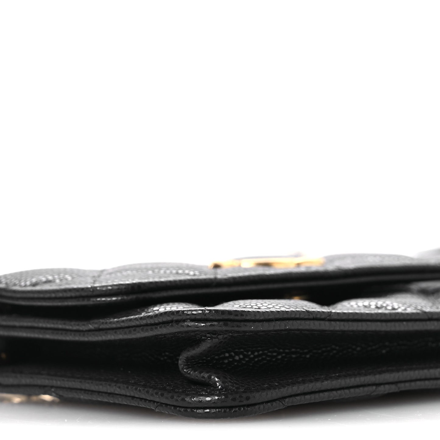 Caviar Quilted Twist Your Buttons Coin Purse With Chain Navy